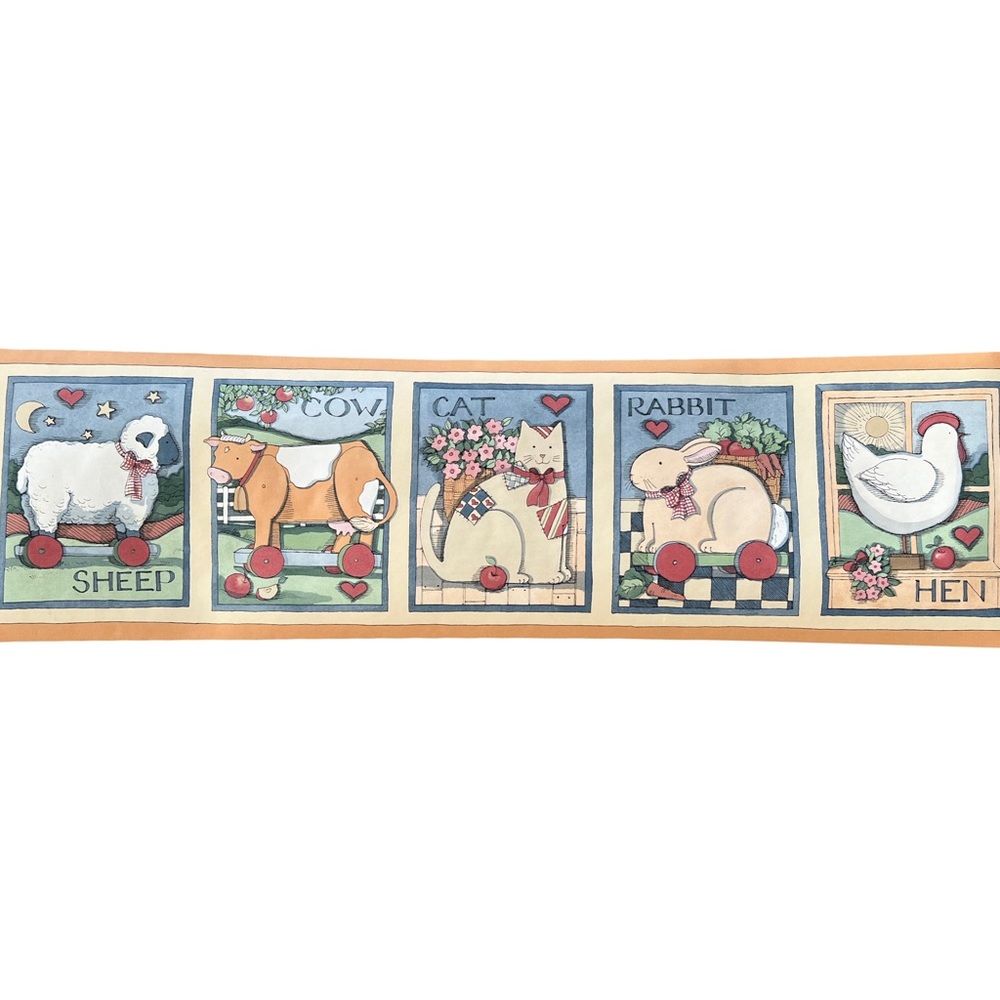 NEW 1995 Vintage Fashion Point Animal Wallpaper Border Nurseries/Kids 20 yards!